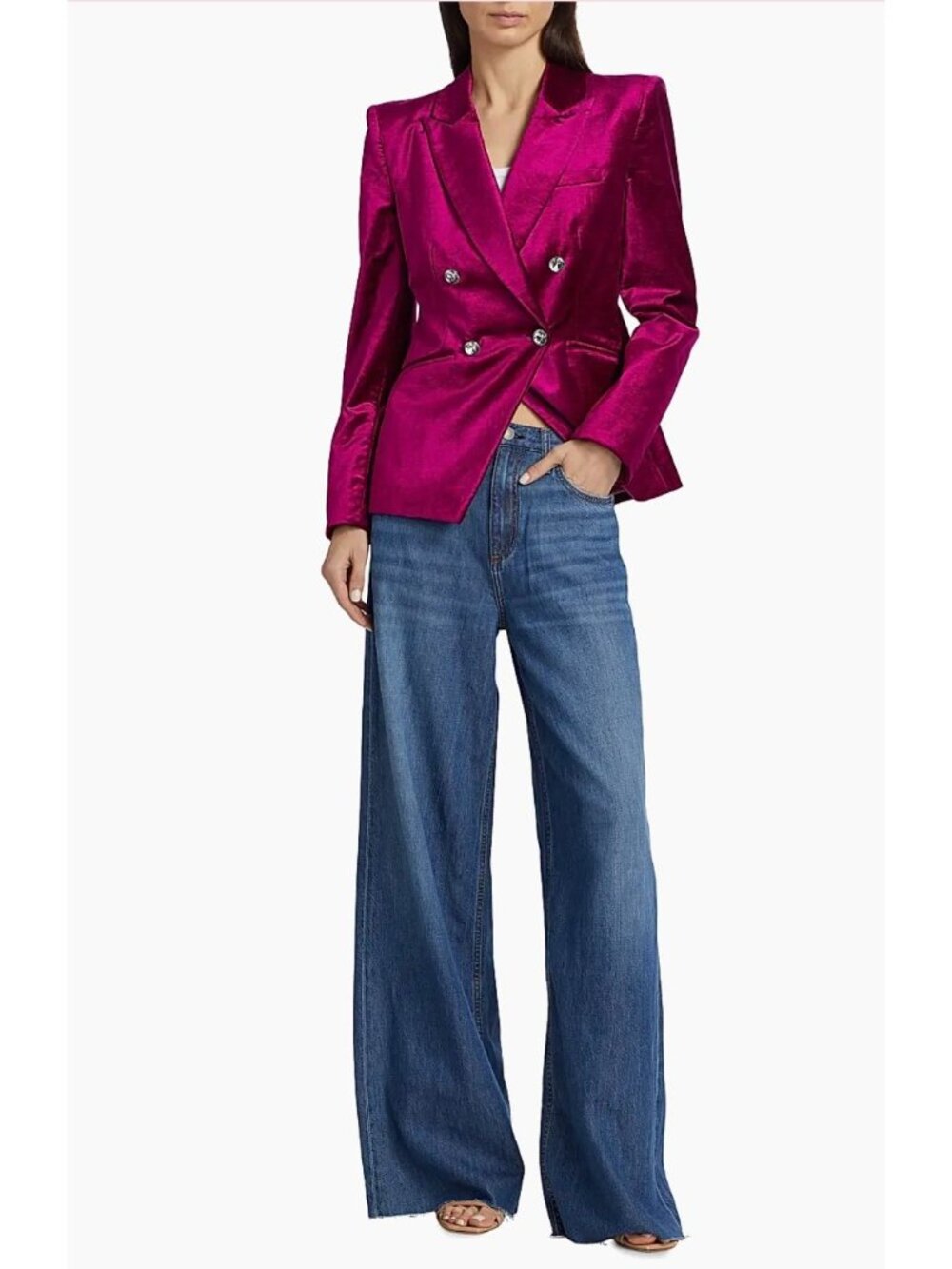 Veronica Beard Elam Dickey Velvet Crystal Blazer Fushia - Size 0 - Picture 7 of 12